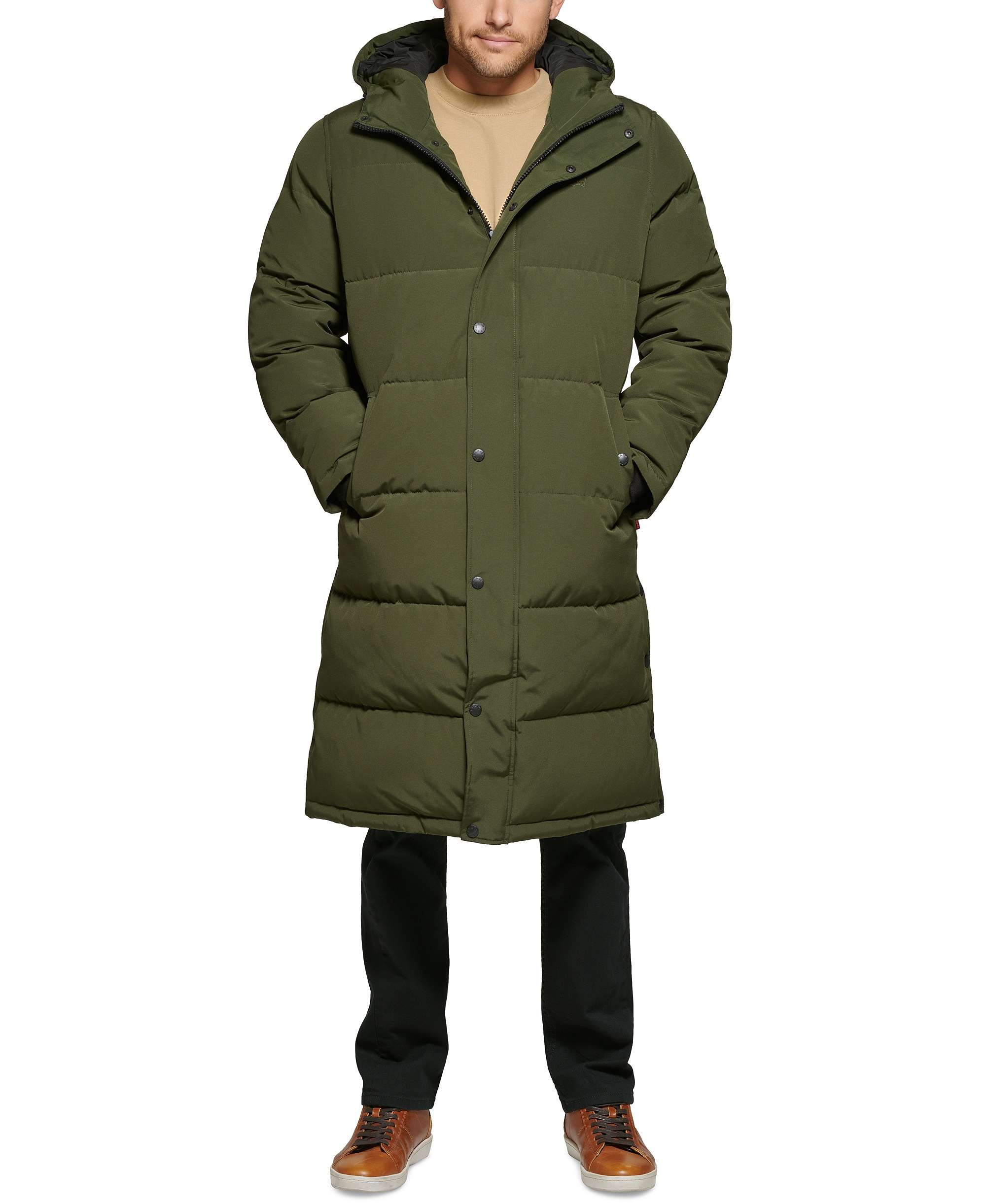 Levi's Men's Quilted Extra Long Parka Jacket - Olive