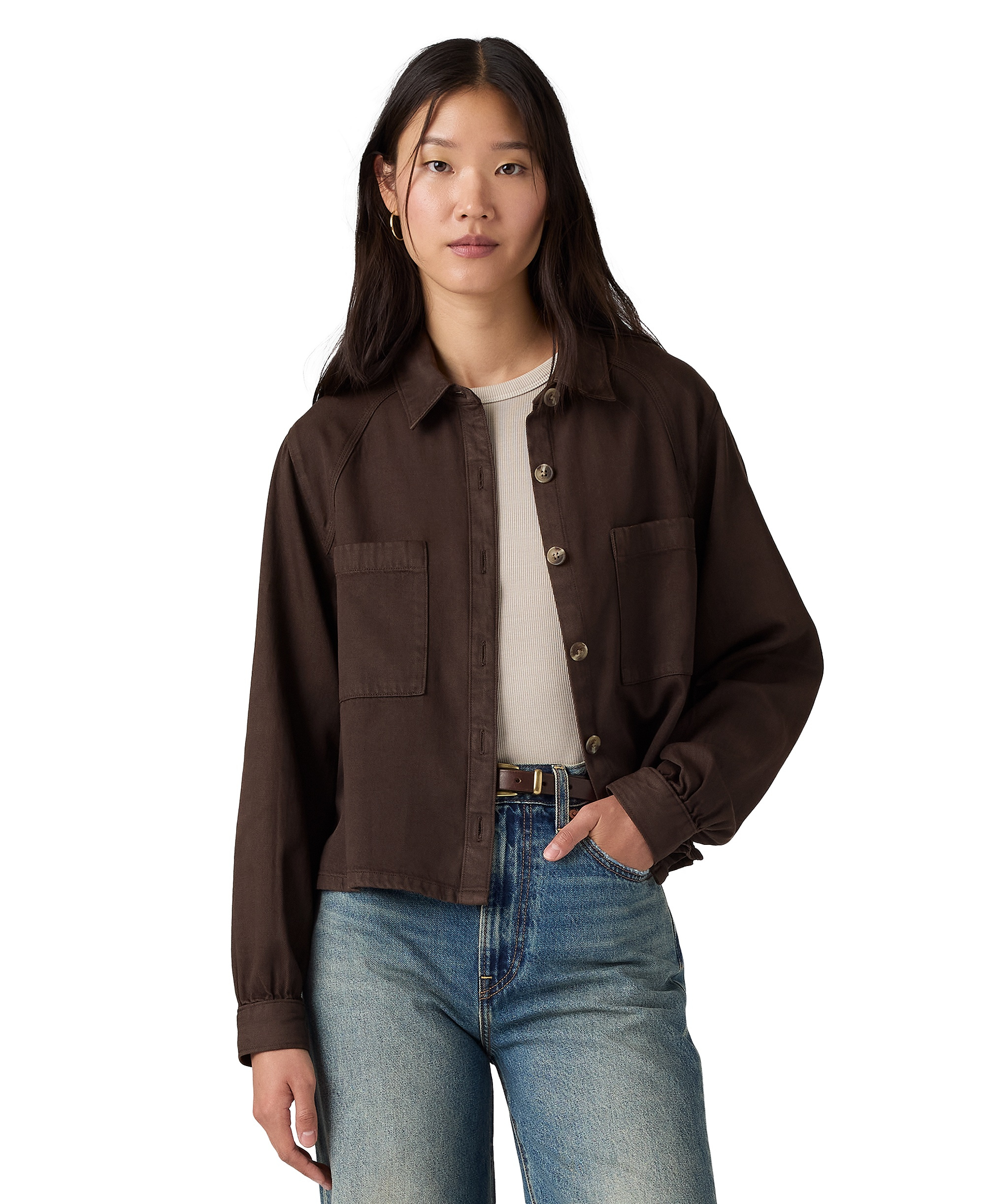 Levi's Women's Long-Sleeve Utility Crop Top - Java Gd