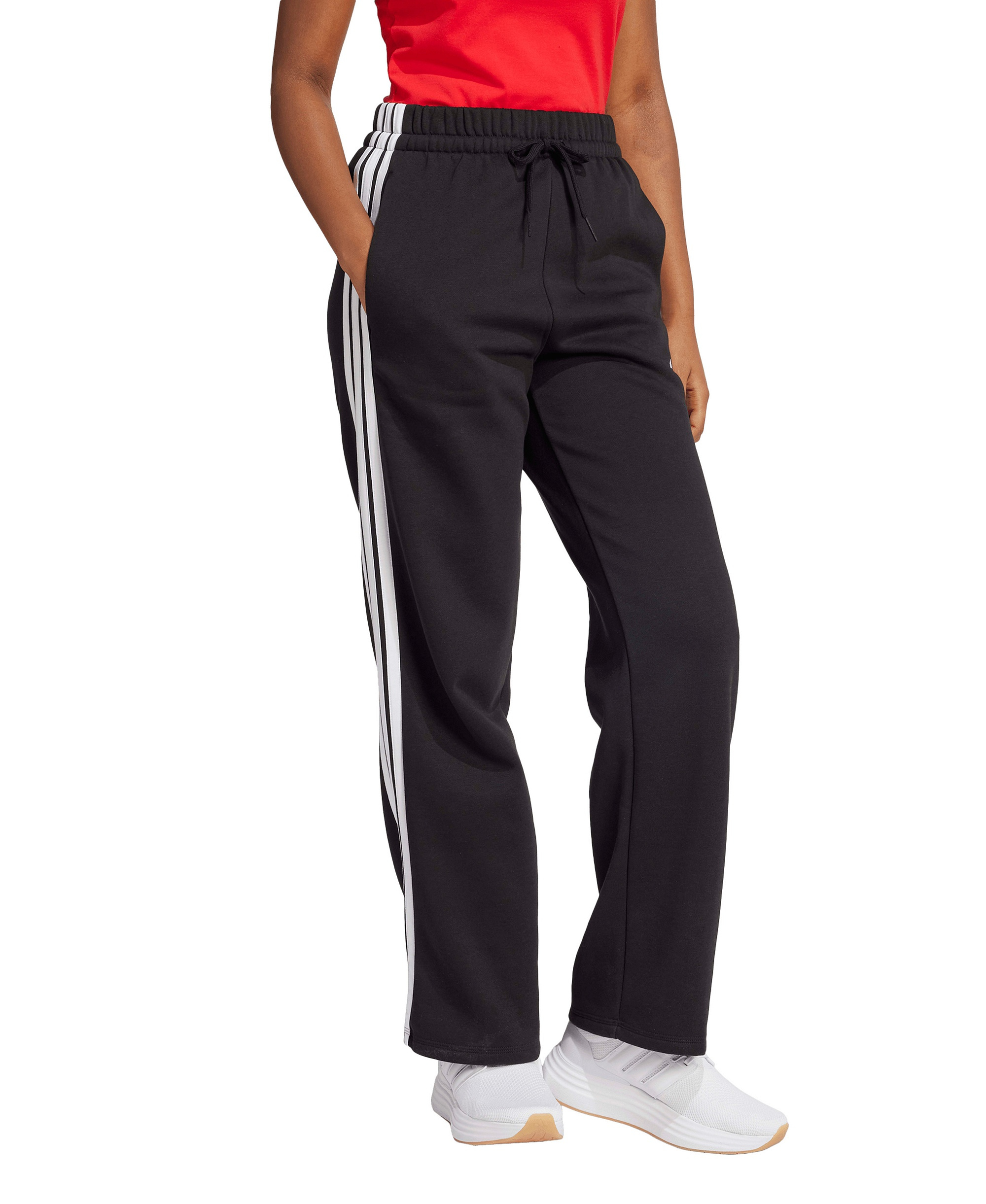 adidas Women's Essentials 3-Stripes Fleece Slim Pants - Black