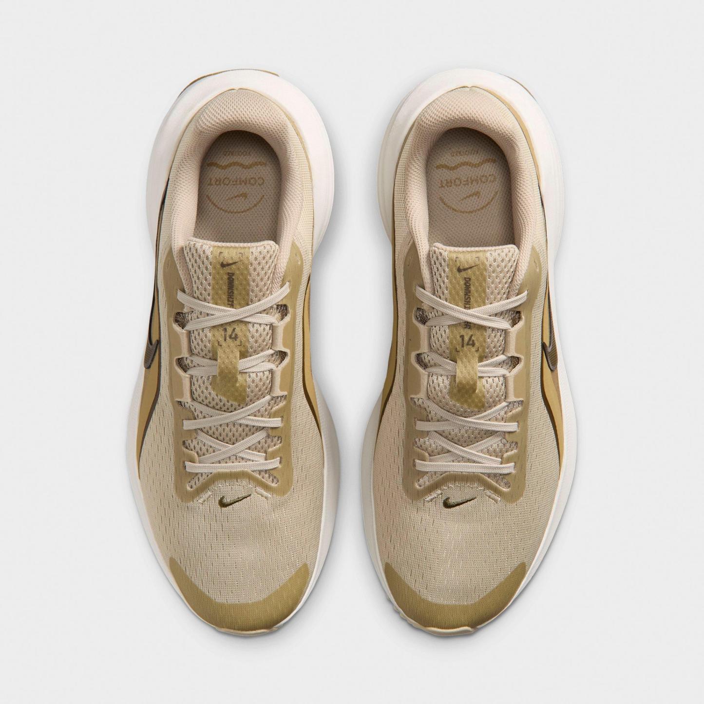 Men's Nithtke Downshifter 14 Running Shoes - Desert Khaki/Sail/Filbert/Dark Hazel - Top view