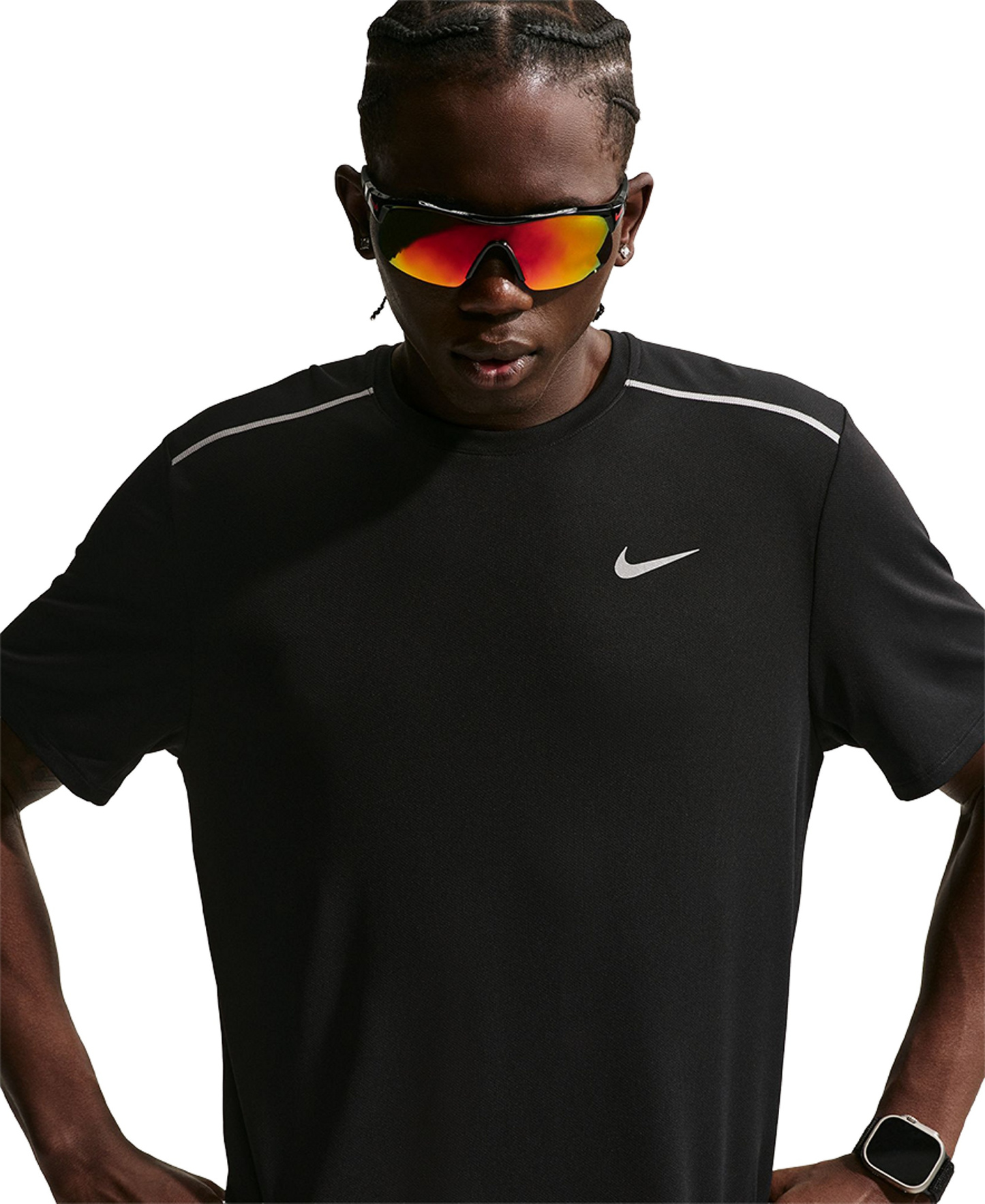 Nike Men's Miler Dri-FIT Running T-Shirt - Black/Reflective Silver