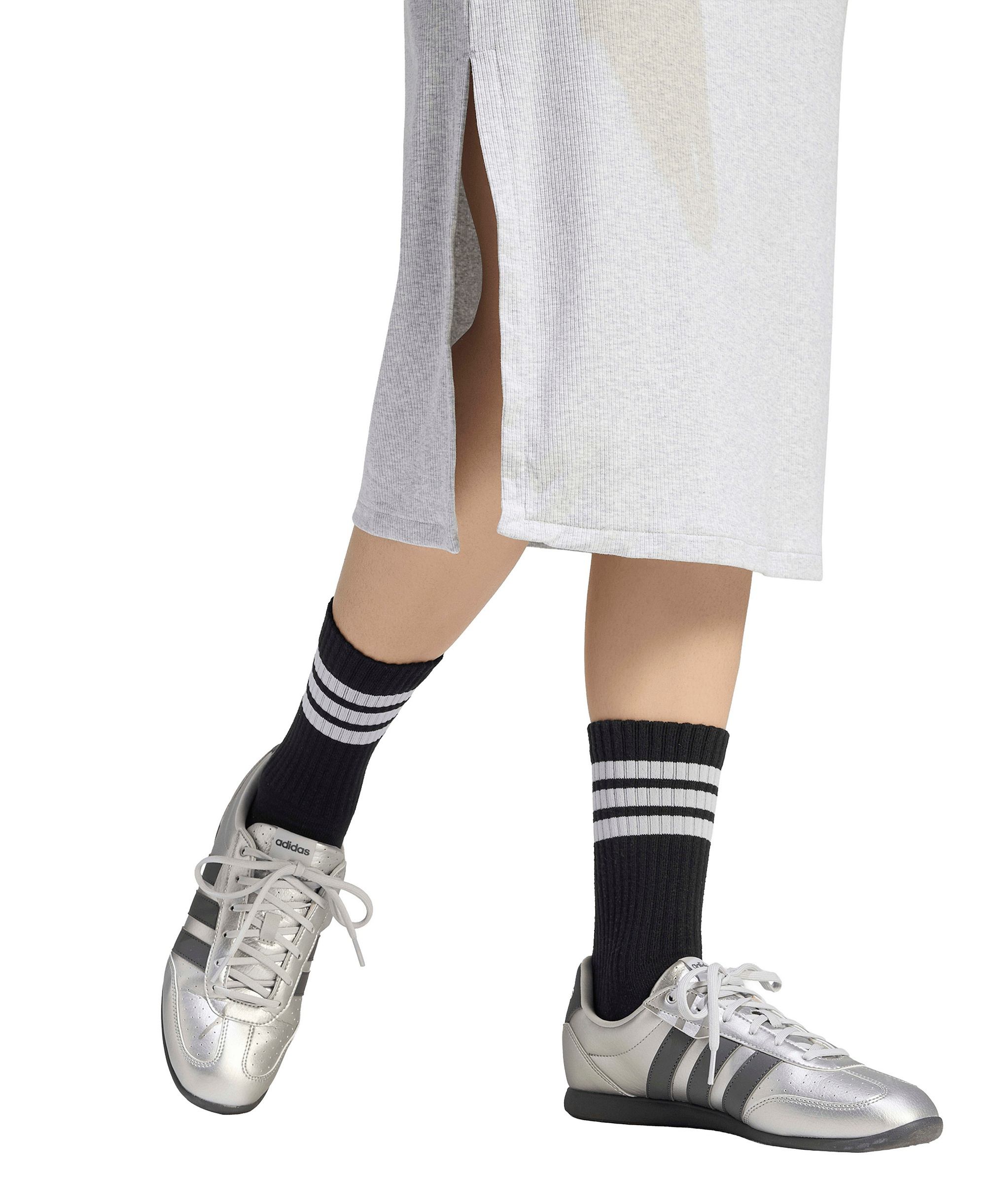 adidas Women's Logo Ribbed Dress - Light Gray
