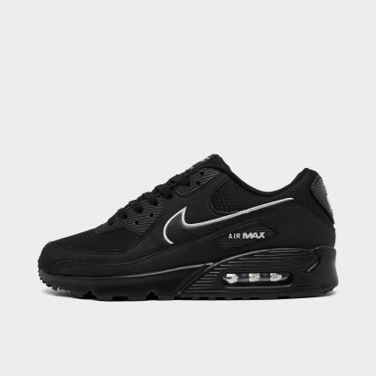 Men's Nithtke Air Max 90 Casual Shoes - Part 4 - Black/Wolf Grey - Left shoe facing left. Outside of the shoe.