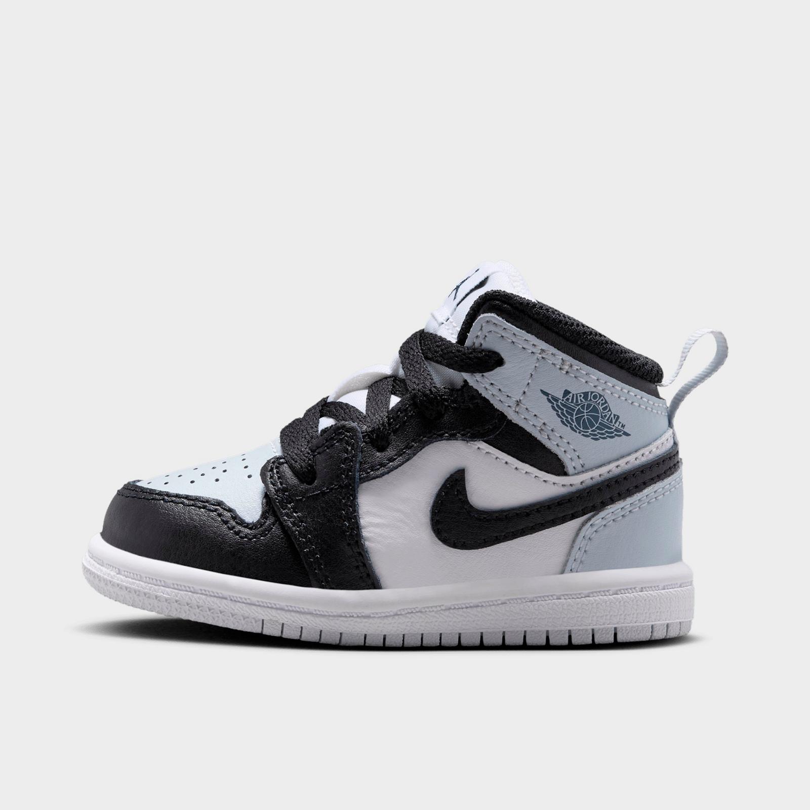 Kids' Toddler Air Jordan Retro 1 Mid Casual Shoes - Black/Aura/Squadron Blue/Black - view 1
