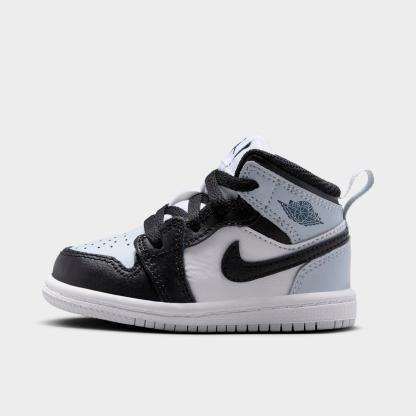Kids' Toddler Air Jordan Retro 1 Mid Casual Shoes - Black/Aura/Squadron Blue/Black - view 1