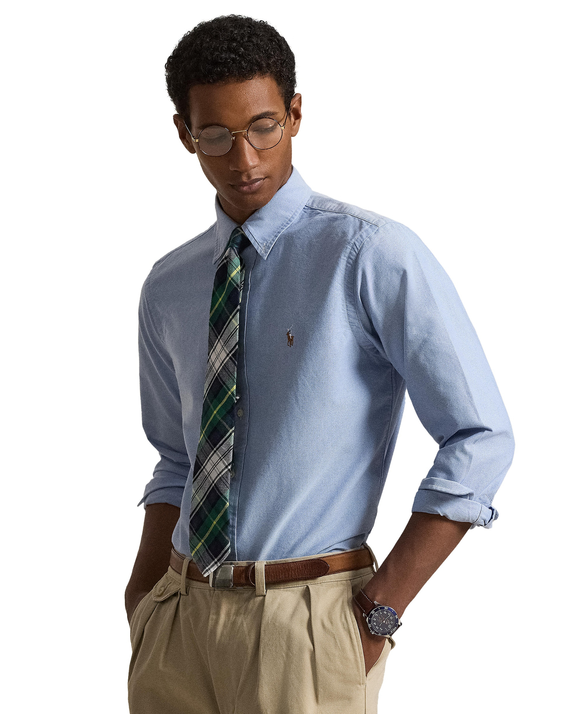 Polo Ralph Lauren Men's Classic-Fit Plaid Brushed Oxford Shirt - Blue