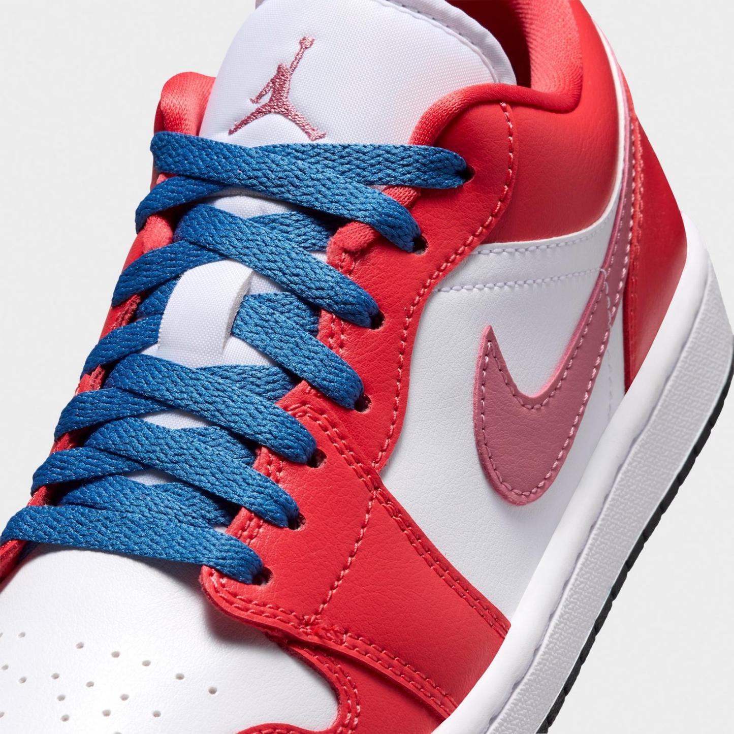 Women's Air Jordan Retro 1 Low Casual Shoes - Track Red/White/Desert Berry/True Blue - view 3