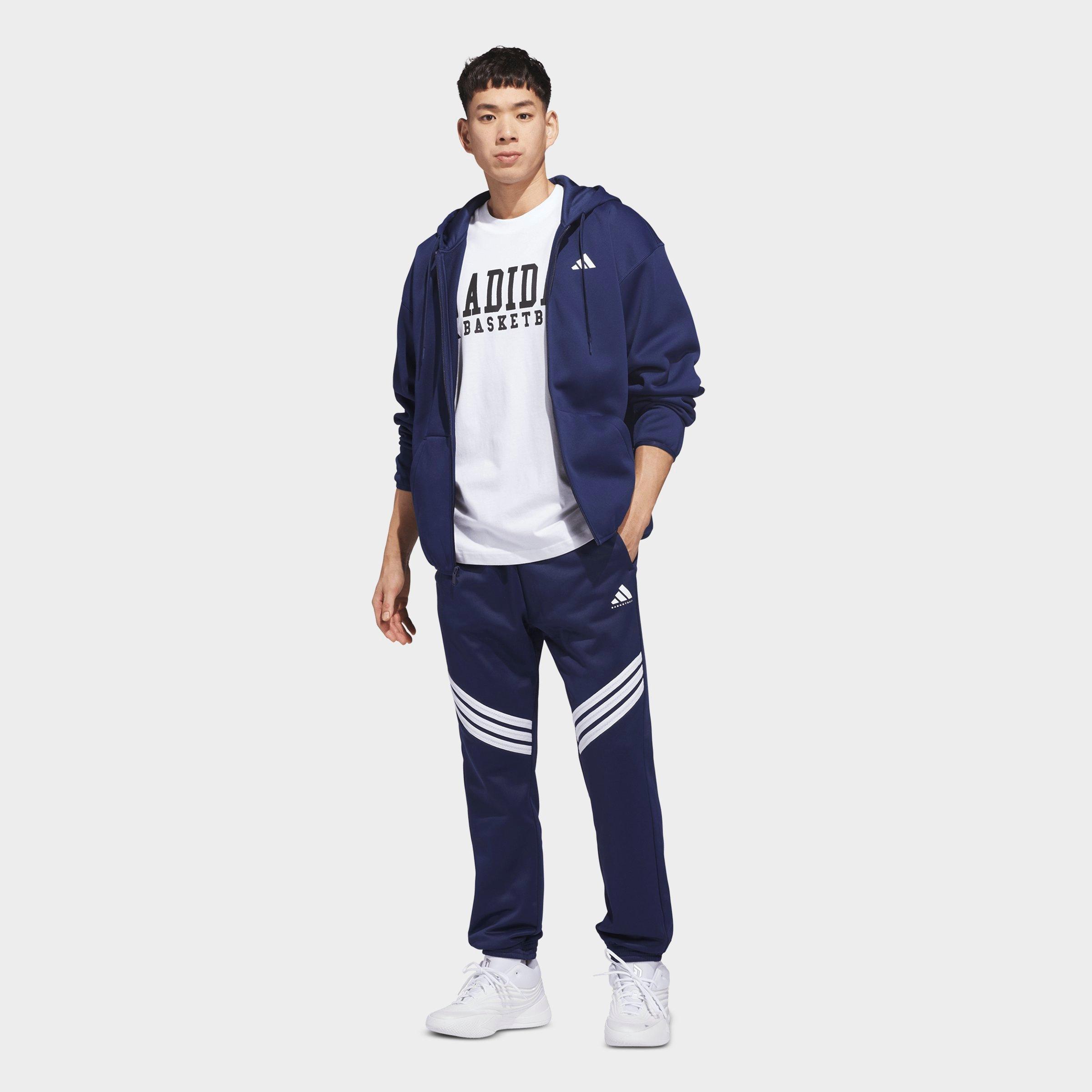 Men's adidas Basketball Crazy Warm Full-Zip Hoodie - Team Navy Blue/White
