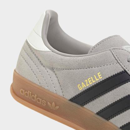 Men's adidas Originals Gazelle Indoor Casual Shoes - Grey/Black/Gum - view 3