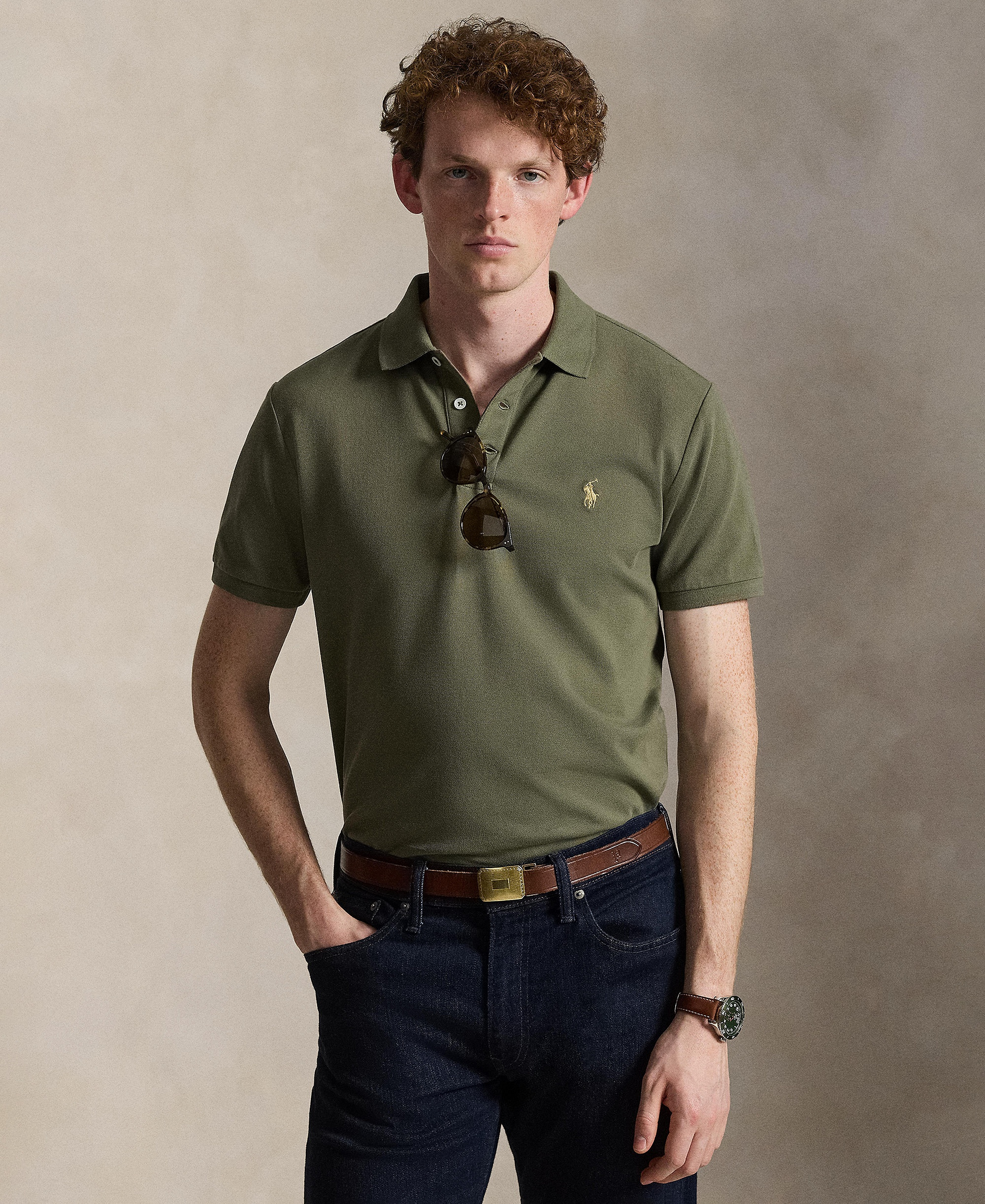 Polo Ralph Lauren Men's Classic-Fit Stretch Mesh Polo Shirt - Cruise Olive