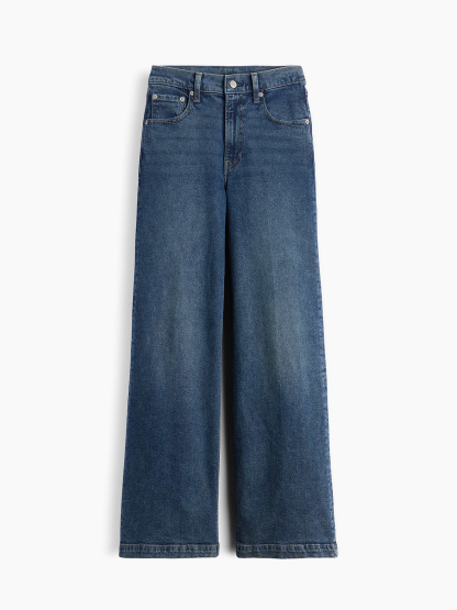 High Rise Stride Wide-Leg Jeans - Dark tint wash