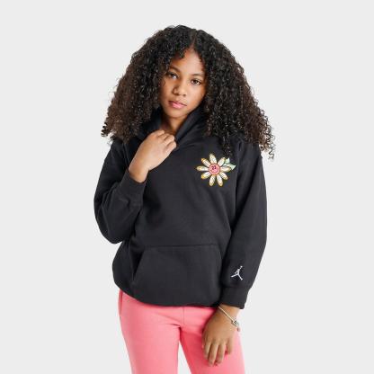 Girls' Big Kids' Jordan Floral Flight Pullover Hoodie - Black - view 1
