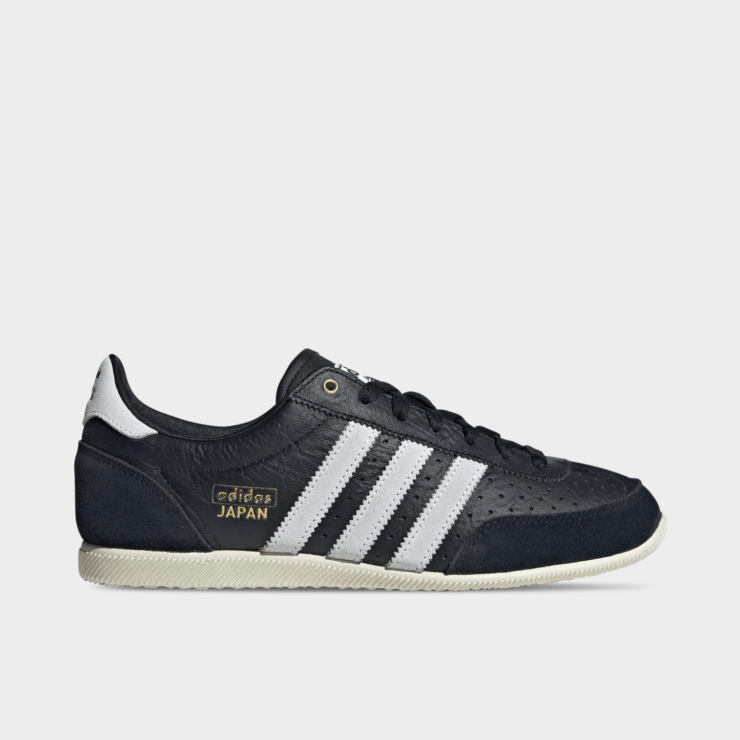 Women's adidas Originals Japan Casual Shoes - Part 2 - Core Black/Cloud White/Gold Metallic - Left shoe facing left. Outside of the shoe.