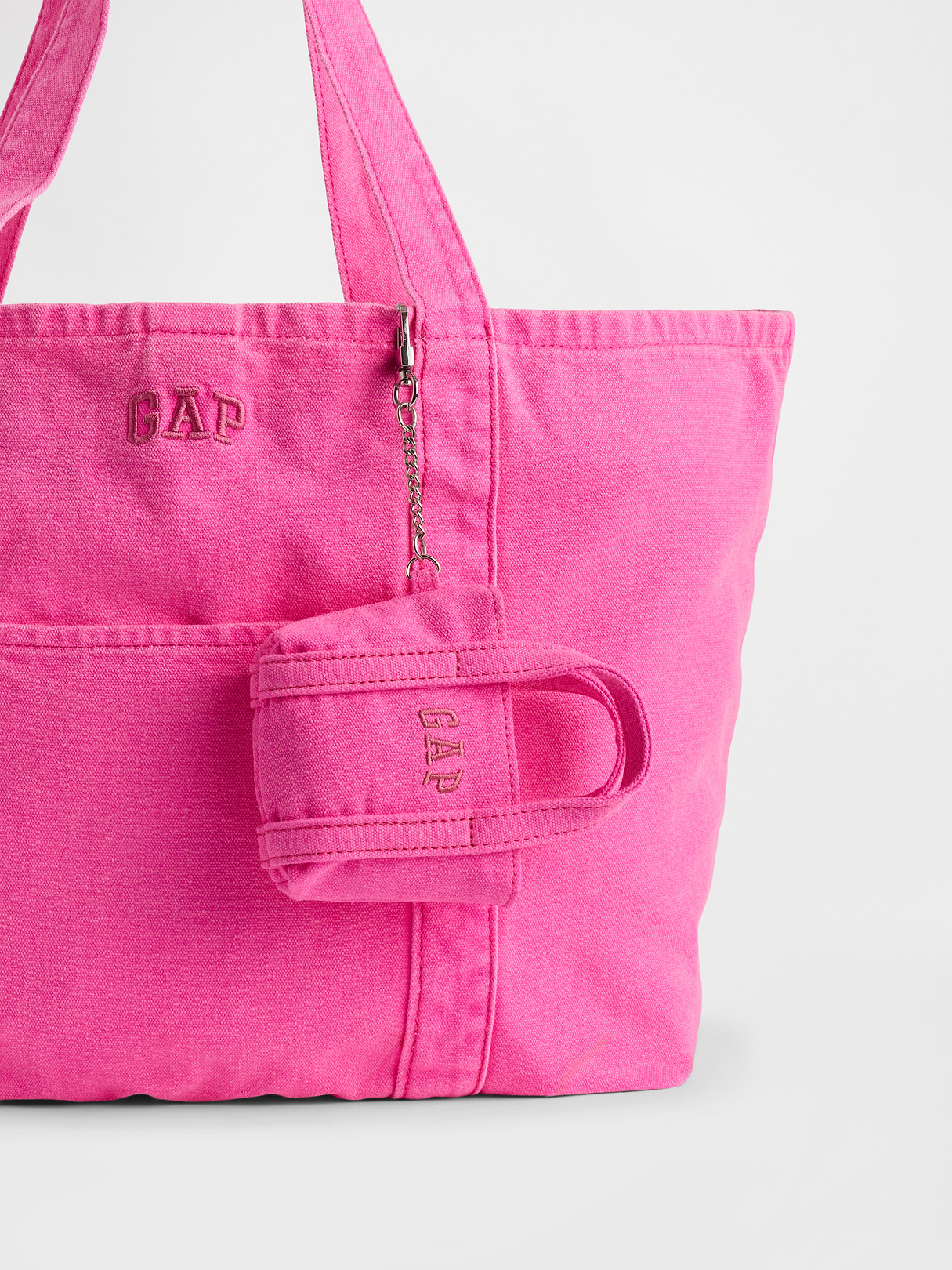 Logo Tote Bag Charm - Neon pink glow