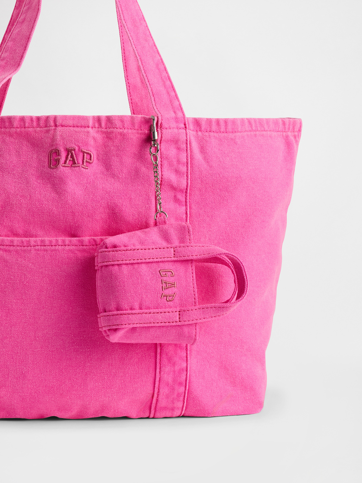Logo Tote Bag Charm - Neon pink glow