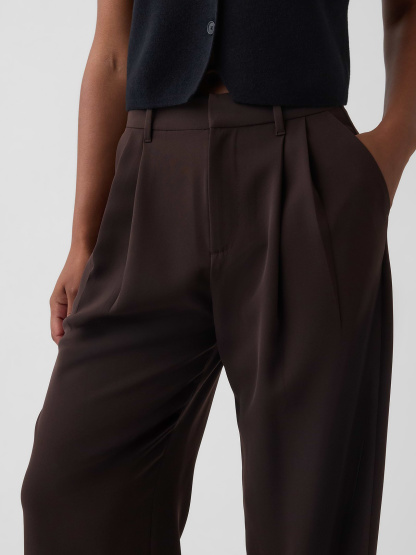 Curvy 365 High Rise Pleated Trousers - Terra brown