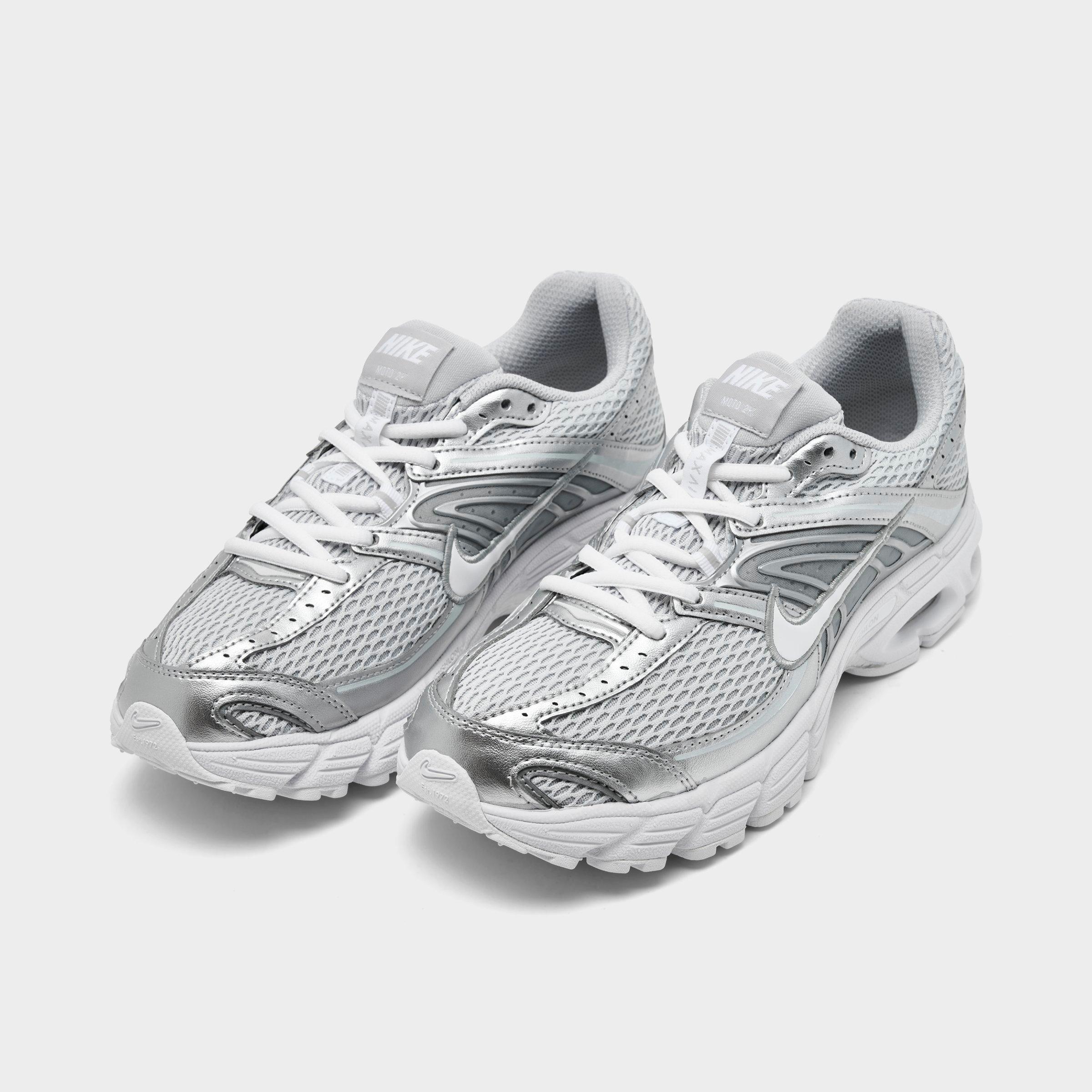 Women's Nithtke Air Max Moto 2K Casual Shoes - Part 3 - Grey Fog/Metallic Silver/White - Both shoes facing left