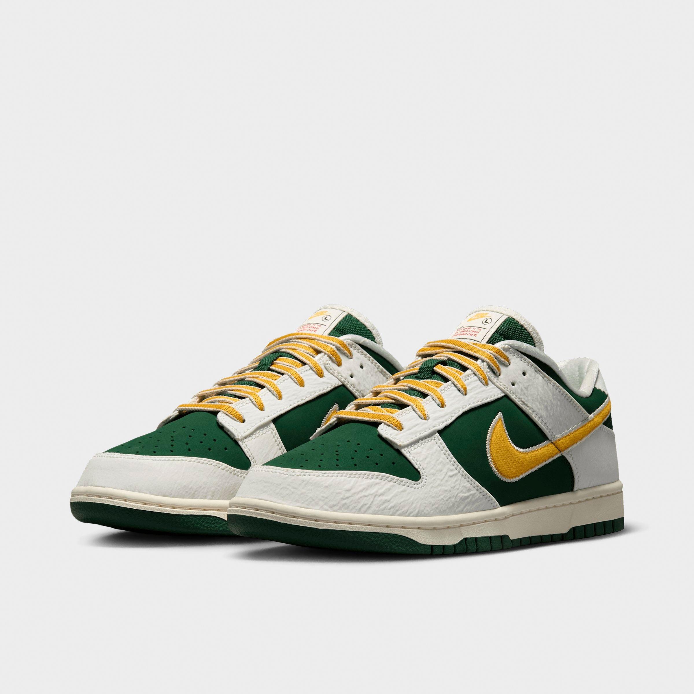 Men's Nithtke Dunk Low Retro Casual Shoes - Part 2 - Sail/Fir/University Red/University Gold - Both shoes facing left
