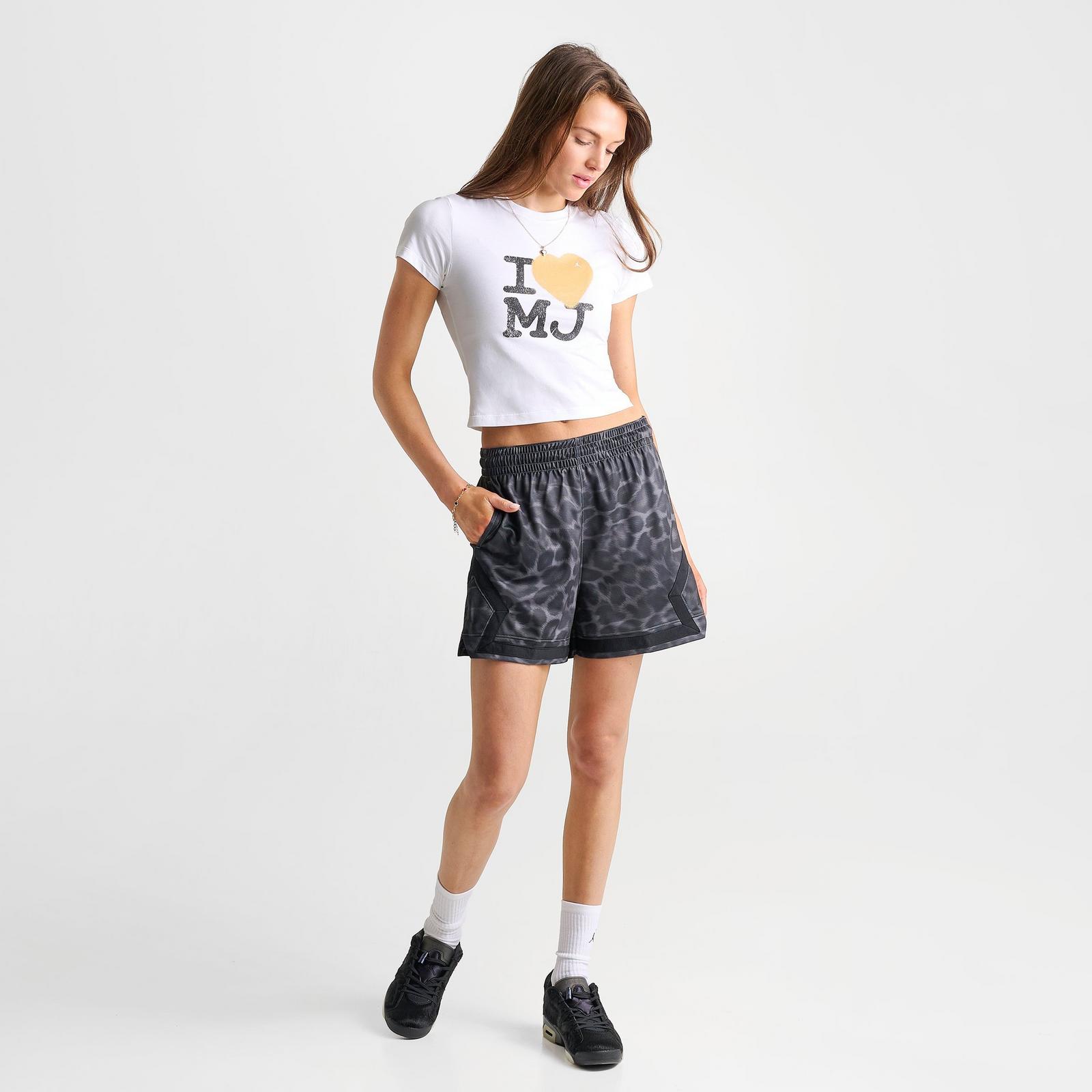 Women's Jordan Sport Leopard Print 4" Diamond Basketball Shorts - Black/Black - view 2