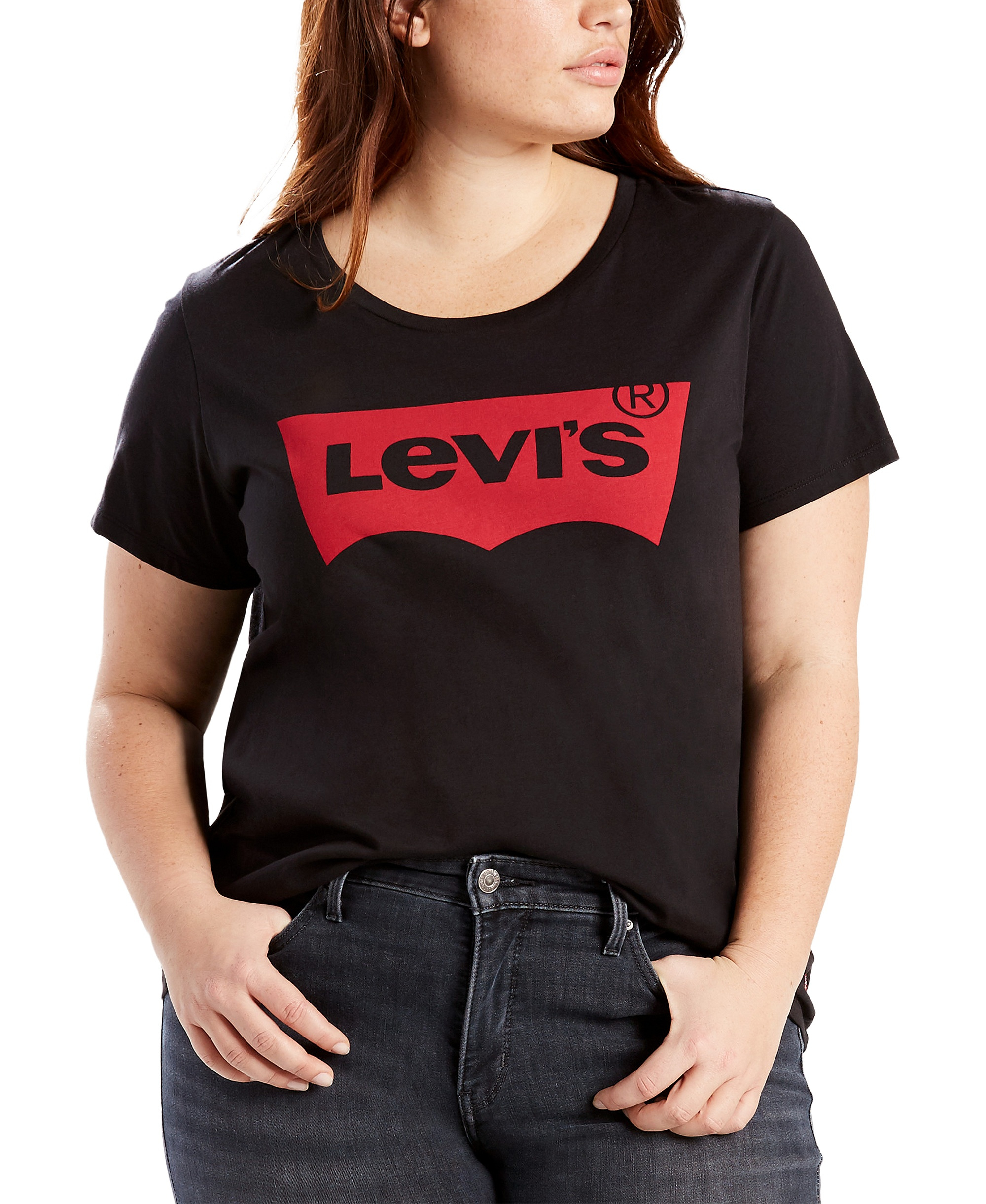 Levi's Trendy Plus Size Perfect Logo Cotton T-Shirt - Black