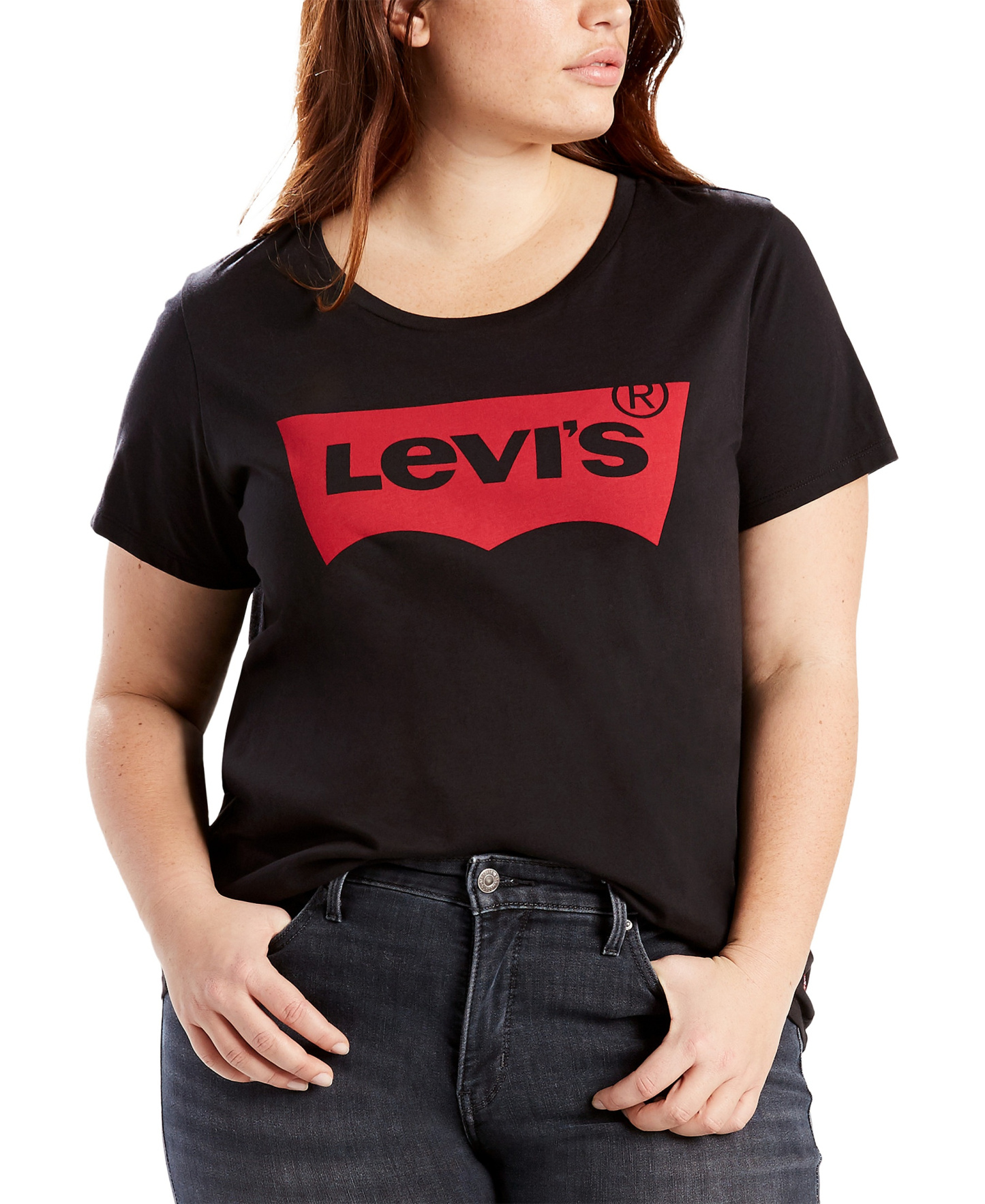 Levi's Trendy Plus Size Perfect Logo Cotton T-Shirt - Black