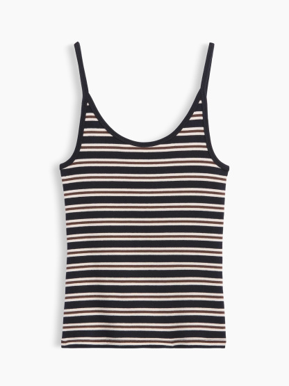 Modern Crop Cami - Navy blue stripe