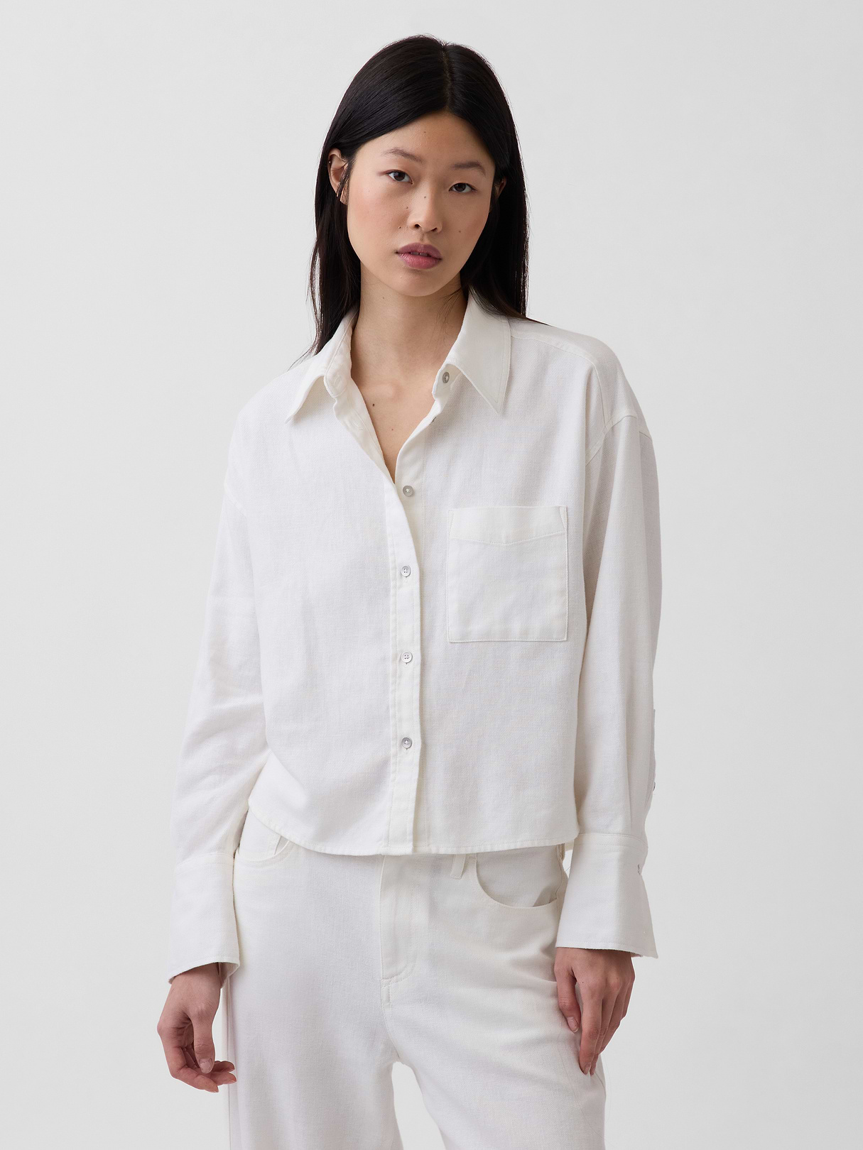 Linen-Cotton Oversized Shirt - New off white