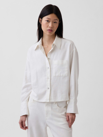 Linen-Cotton Oversized Shirt - New off white