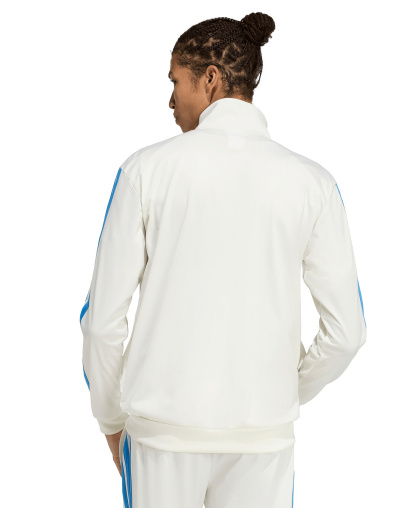 adidas Men's 3-Stripes Tricot Track Jacket - Off White/Ray Blue