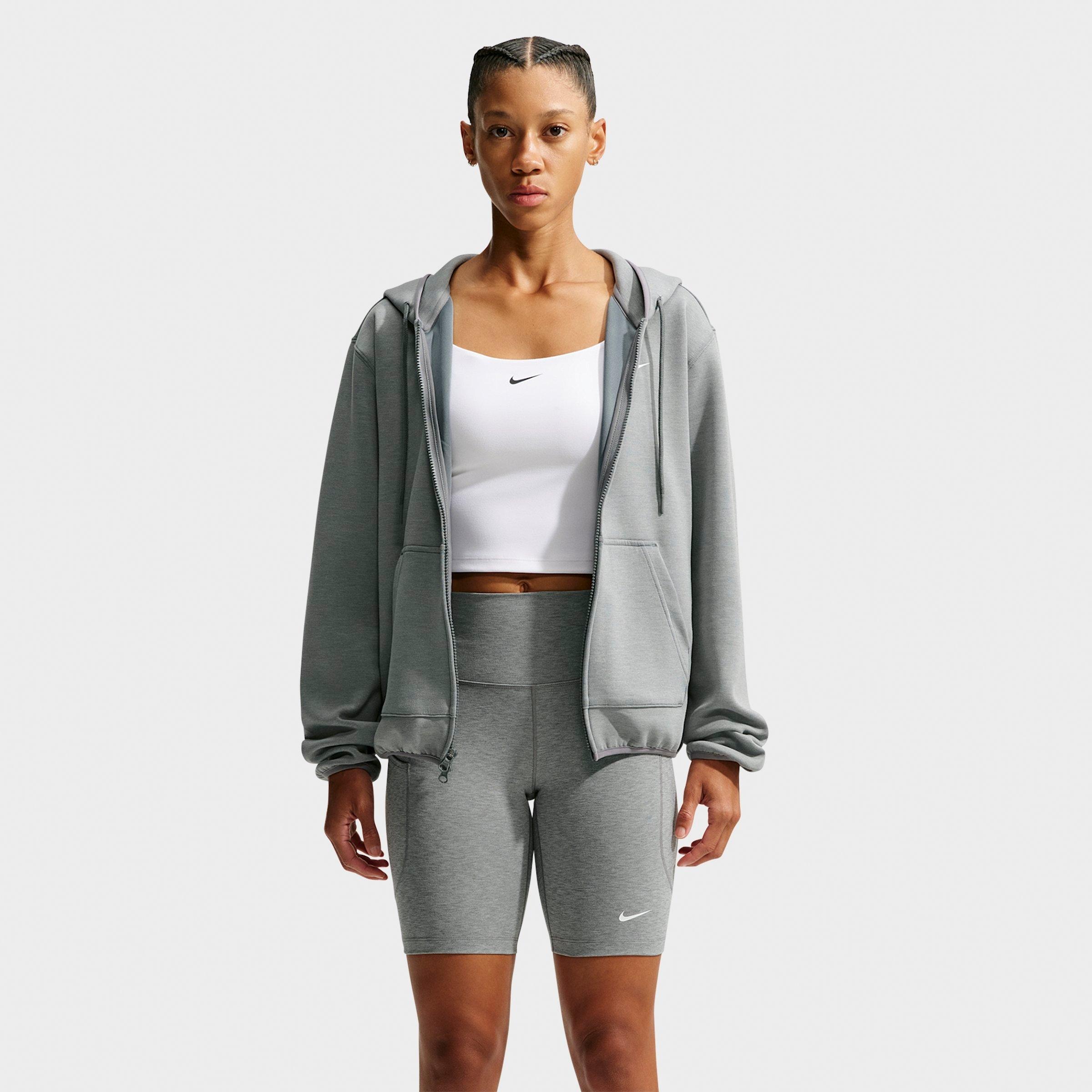 Women's Nithtke Studio Fleece Sport Dri-FIT Full-Zip Hoodie - Smoke Grey/Heather/White