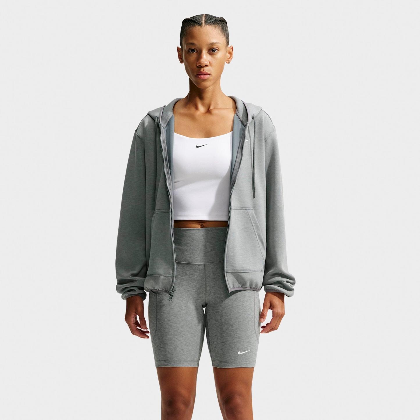 Women's Nithtke Studio Fleece Sport Dri-FIT Full-Zip Hoodie - Smoke Grey/Heather/White