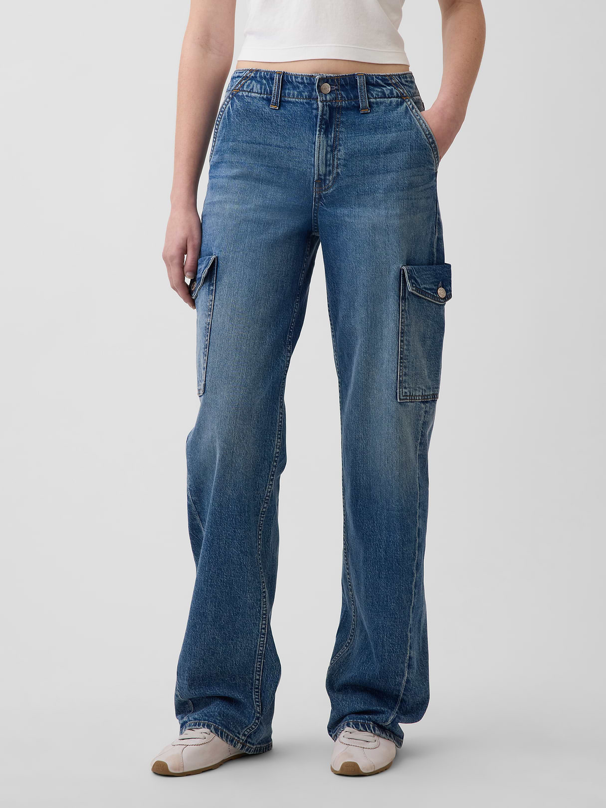 Low Rise '90s Loose Jeans - Dark wash cargo