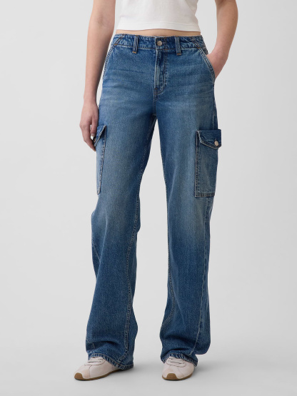 Low Rise '90s Loose Jeans - Dark wash cargo
