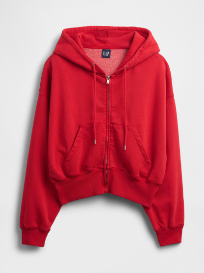 VintageSoft Wedge Zip Hoodie - Modern red
