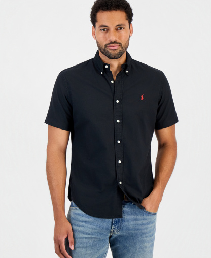 Polo Ralph Lauren Men's Garment-Dyed Oxford Shirt - Black
