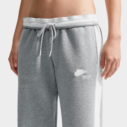 Women's Nithtke Studio Fleece Medium-Weight "Nithtke Run Club" Mid-Rise Track Pants - Dark Grey Heather/Sail/Sail
