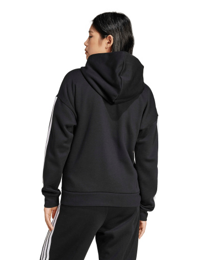 adidas Women's 3-Stripe Fleece Full-Zip Hoodie - Black/White