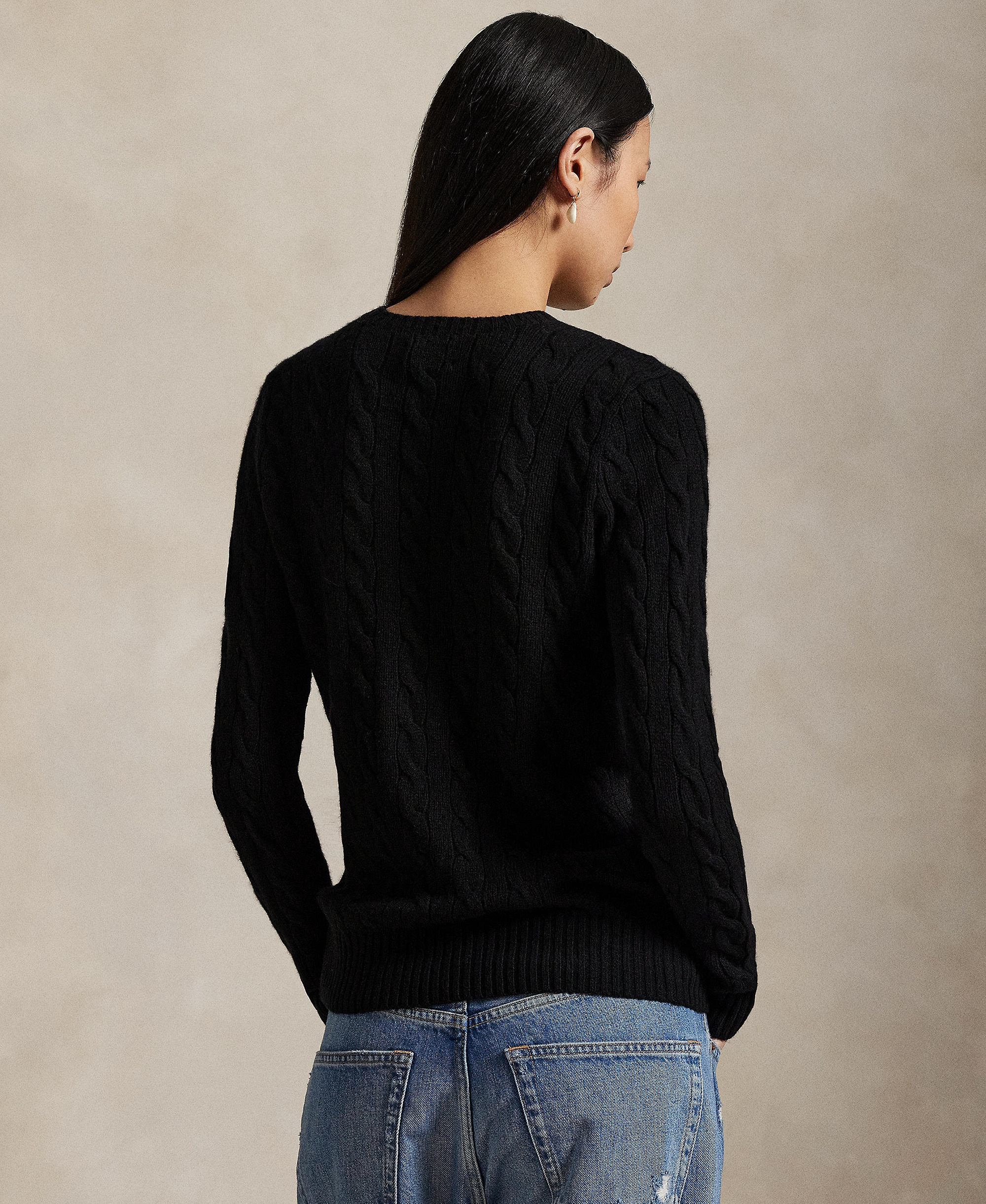 Polo Ralph Lauren Women's Cable Wool-Cashmere Crew Neck Sweater - Polo Black