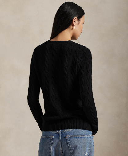 Polo Ralph Lauren Women's Cable Wool-Cashmere Crew Neck Sweater - Polo Black