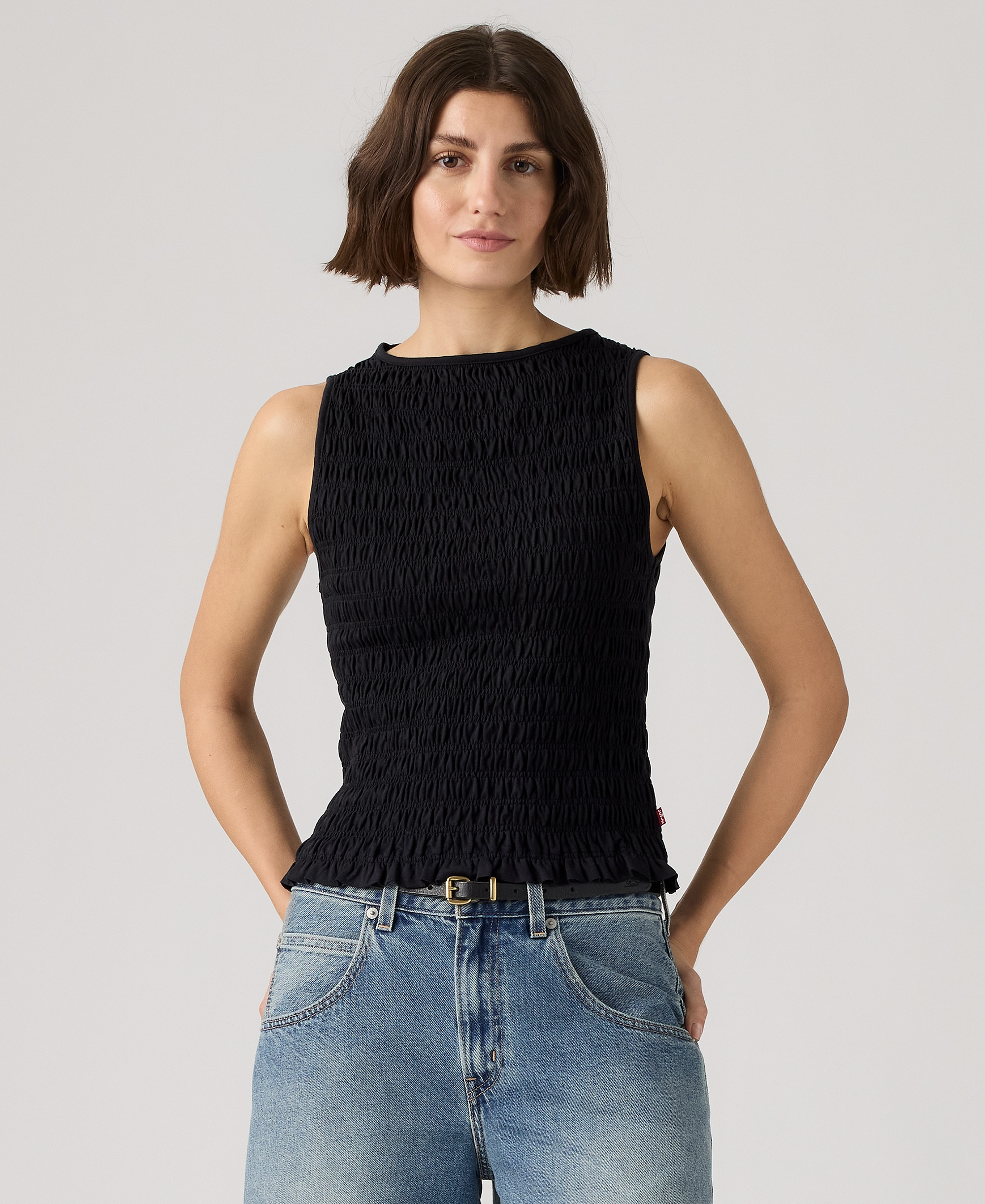 Levi's Women's Bella Smocked Boat Neck Top - Anthracite Night