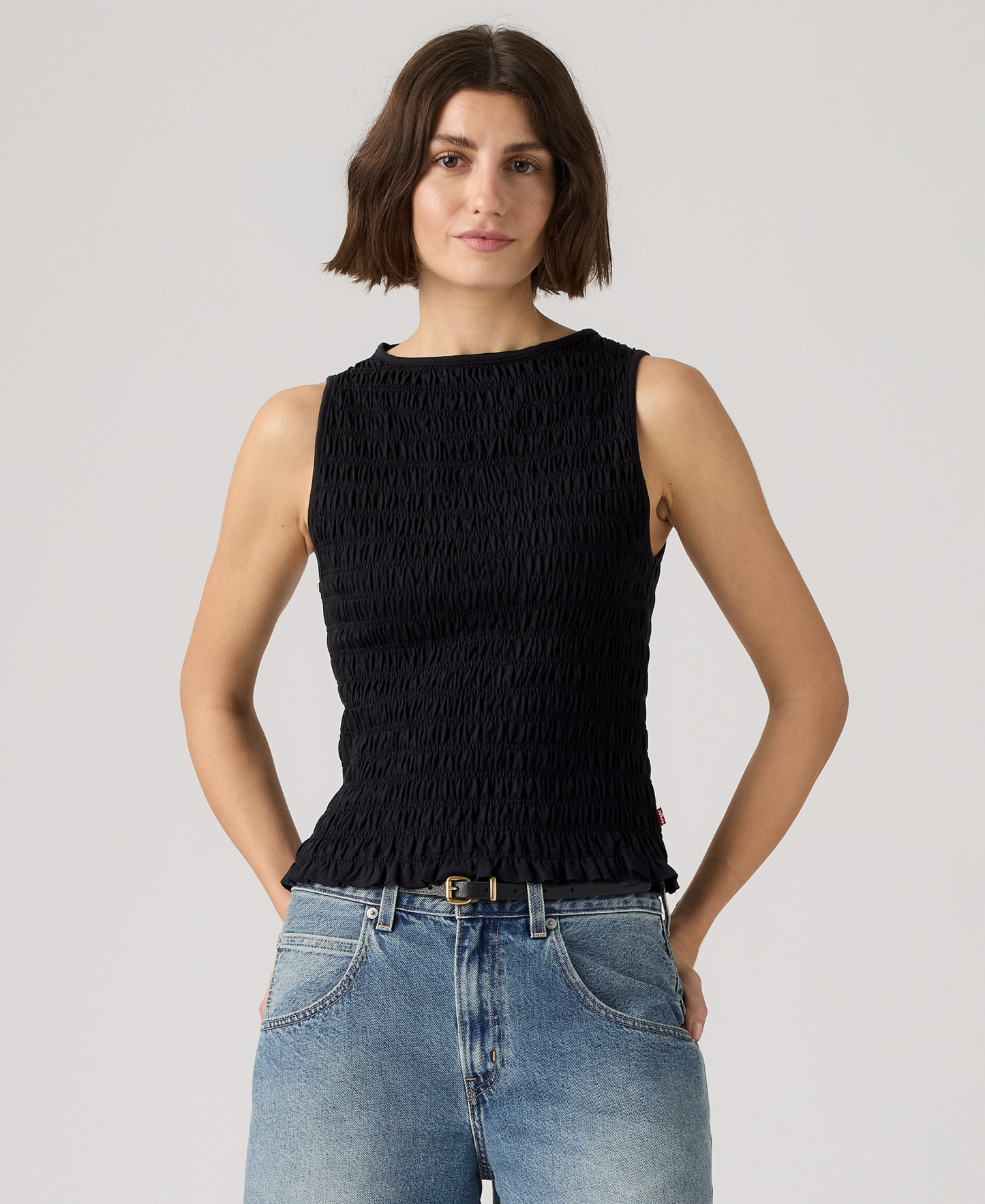 Levi's Women's Bella Smocked Boat Neck Top - Anthracite Night