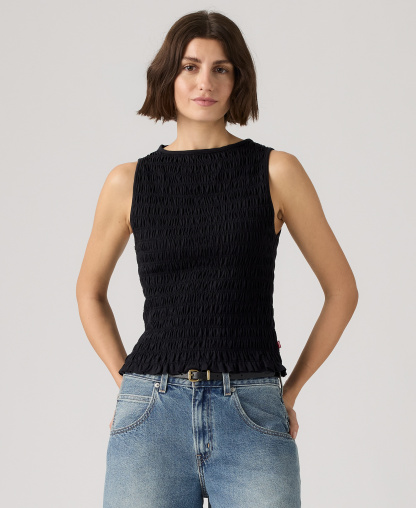 Levi's Women's Bella Smocked Boat Neck Top - Anthracite Night