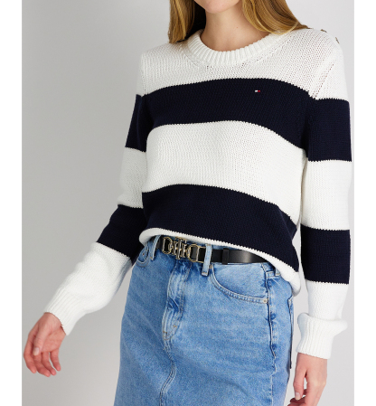 Tommy Hilfiger Women's Skinny Double Ended Horsebit Buckle Dress Casual Belt - Black
