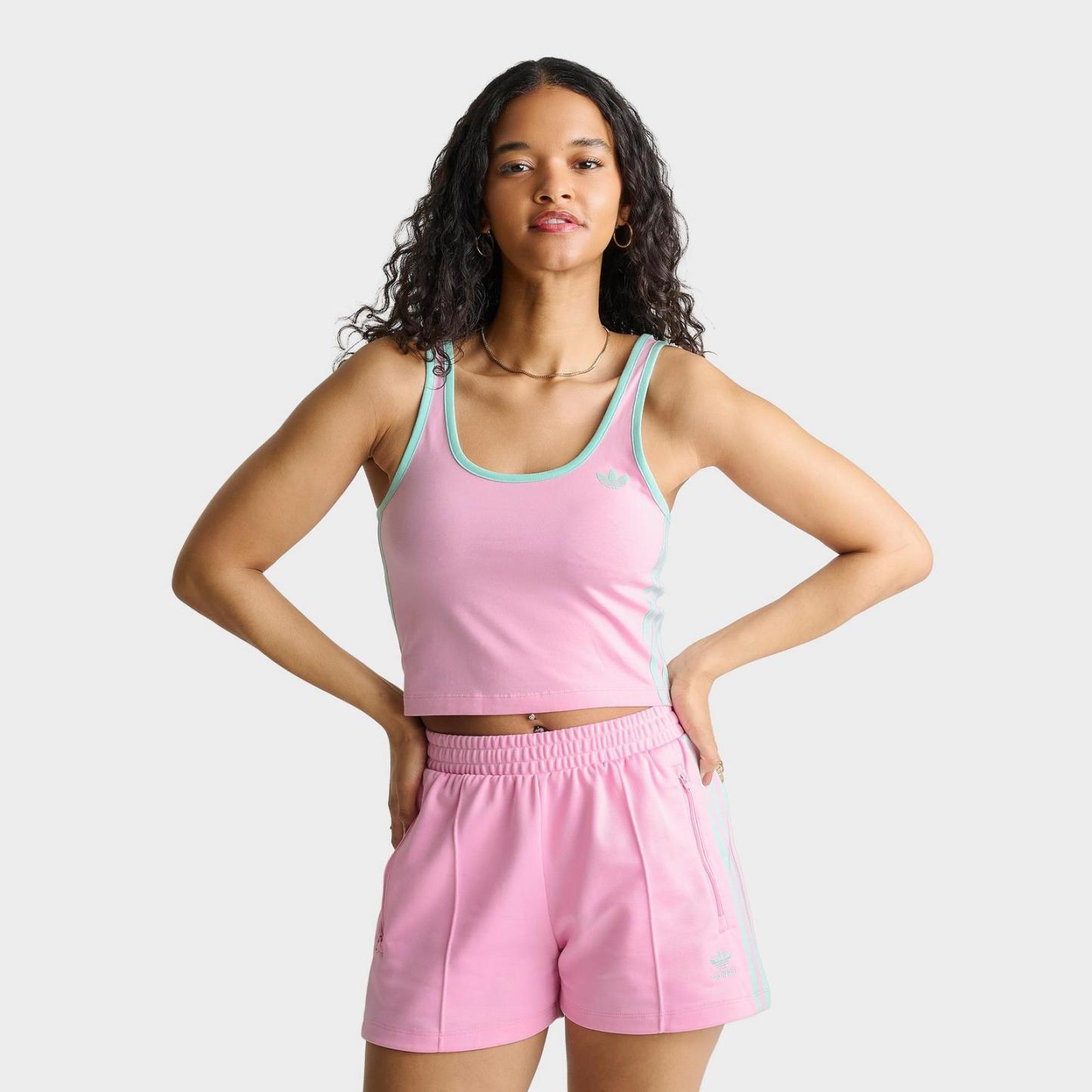 Women's adidas adicolor 3-Stripes Slim Tank Top - True Pink/Clear Mint - view 1