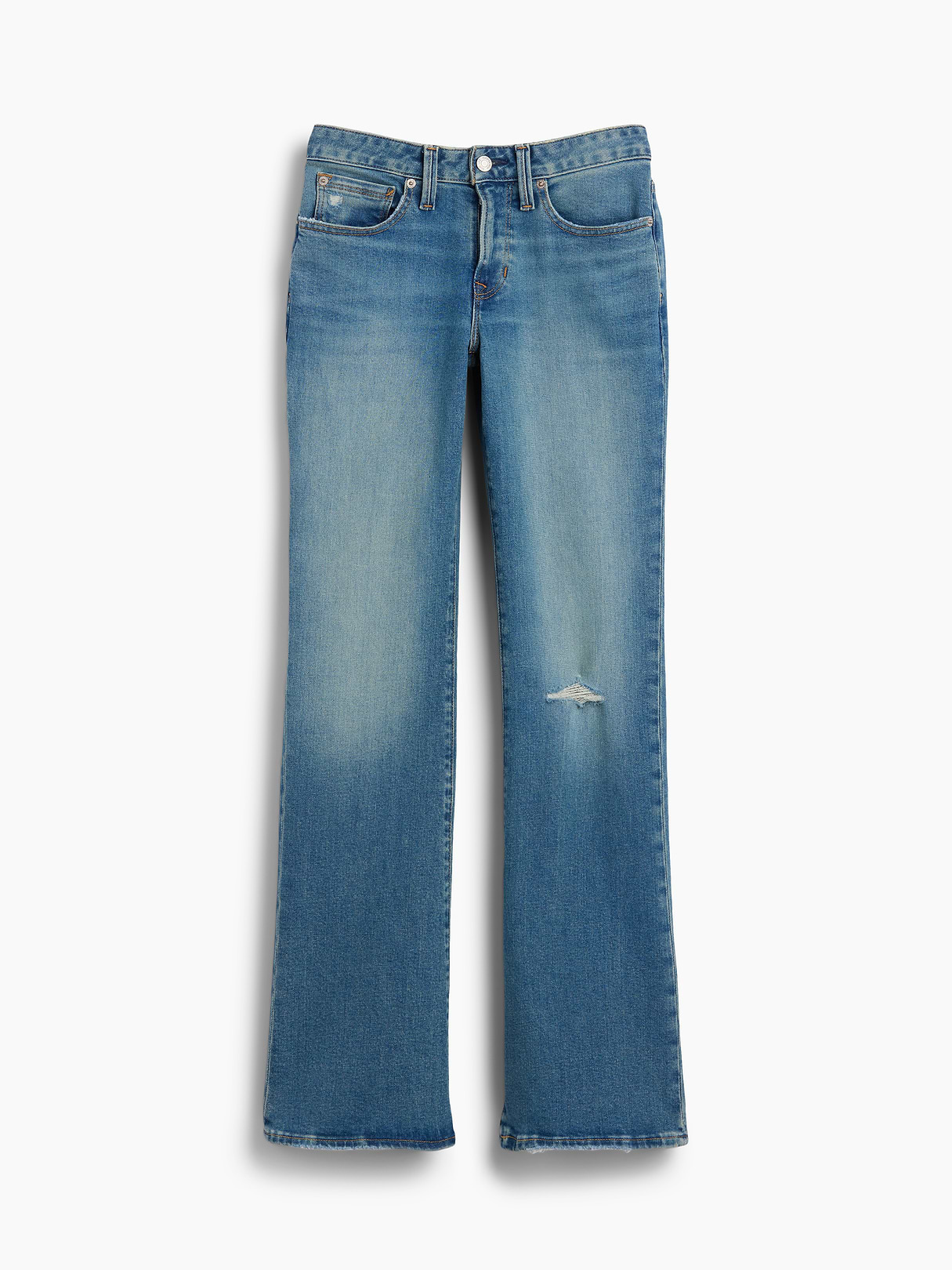 Low Rise Long & Lean Split-Hem Jeans - Medium destroy wash