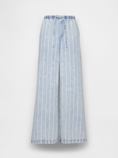 Mid Rise UltraSoft Easy Baggy Jeans - Light indigo varsity stripe