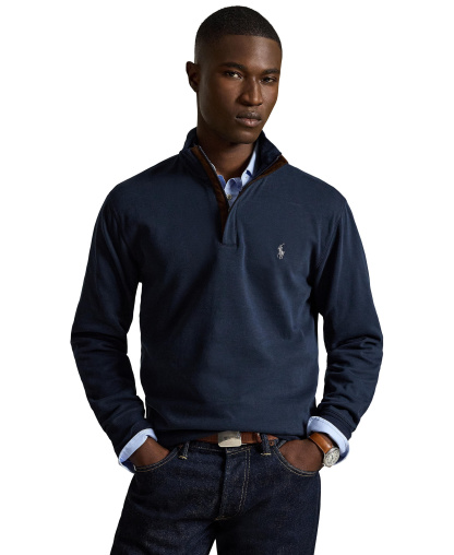 Polo Ralph Lauren Men's Luxury Jersey Quarter-Zip Pullover Sweater - Navy