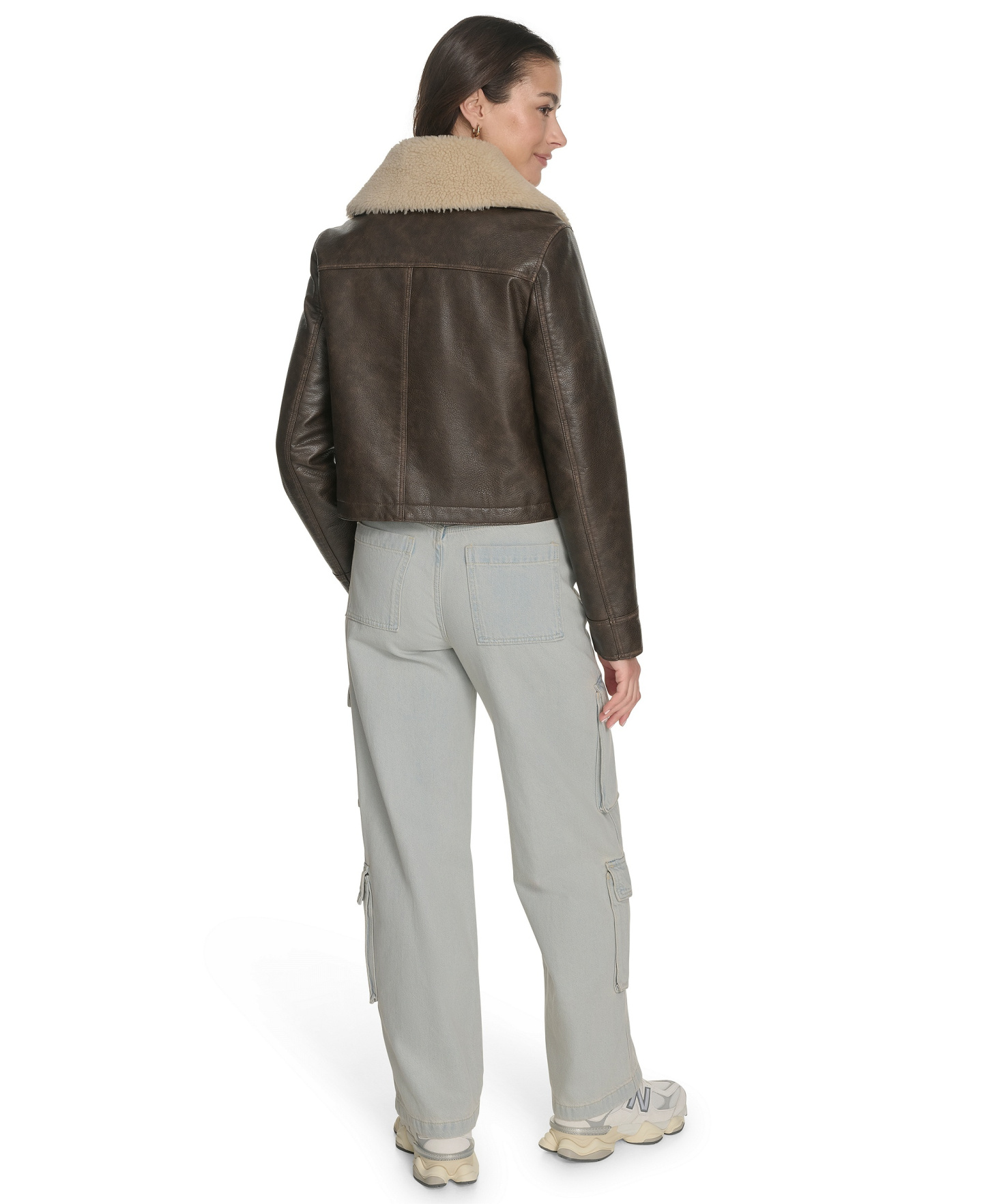 Levi's Women's Regular Faux Leather Aviator Jacket - Brown