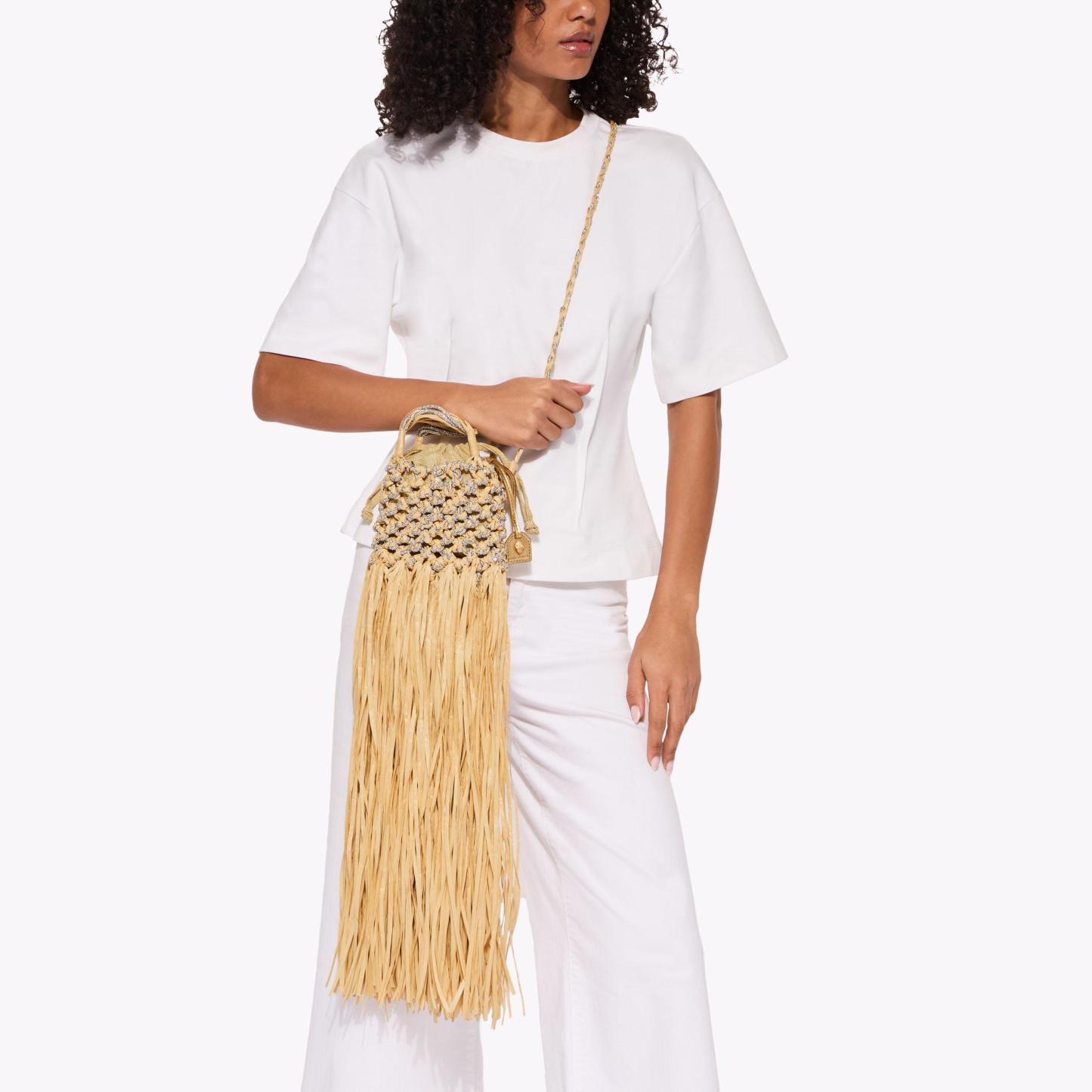 Kurt Geiger London Mini Macrame Crystal Bag - Beige - view 2
