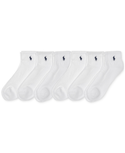 Polo Ralph Lauren Men's 6-Pack Performance Sport Quarter Socks - White